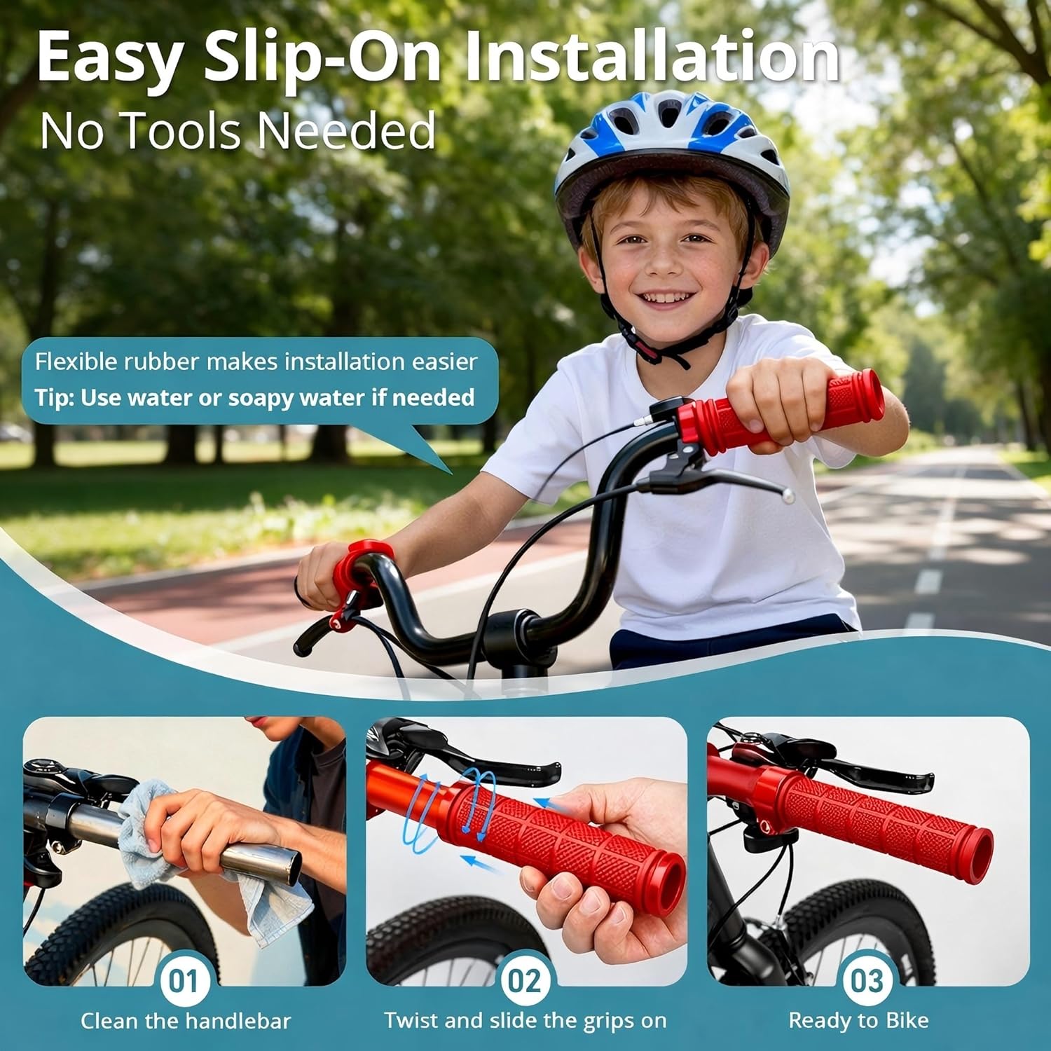 CHUNZEXI 4 PCS Bike Handlebar Grips, Rubber Bicycle Bar Grips Replacement - Image 3