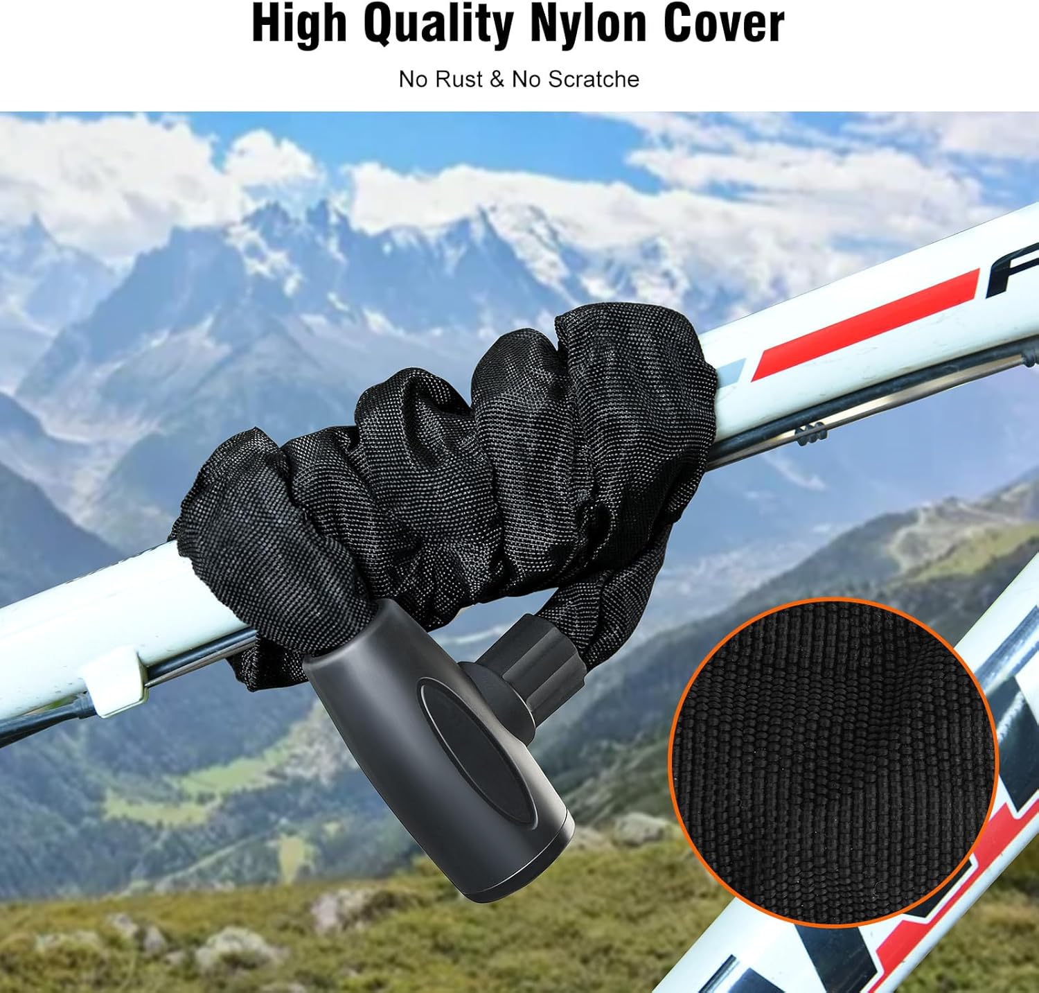 Bike Lock, Heavy Duty Bicycle Chain Lock - 4ft Length (120cm), Cut Proof Anti - Image 5
