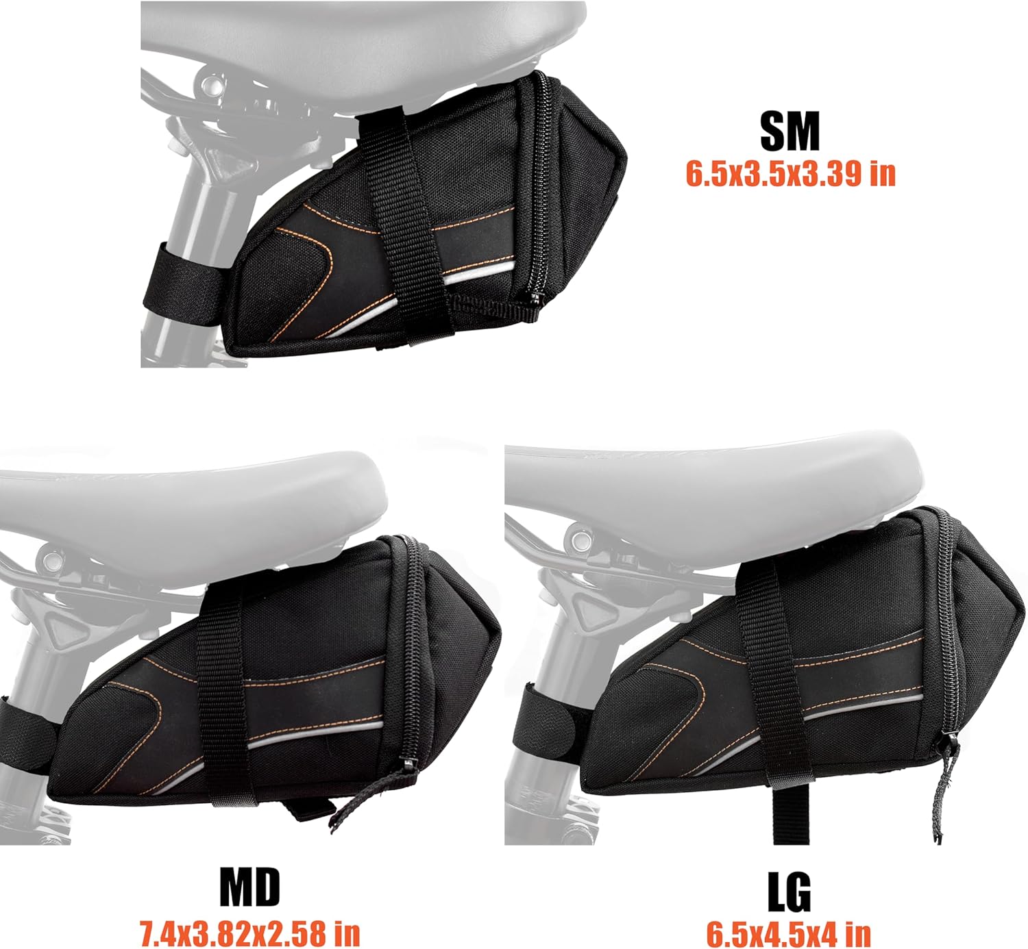 BV Strap-On Bike Bag with Reflective Material - Saddle Bag with Seperate Divider - Image 2