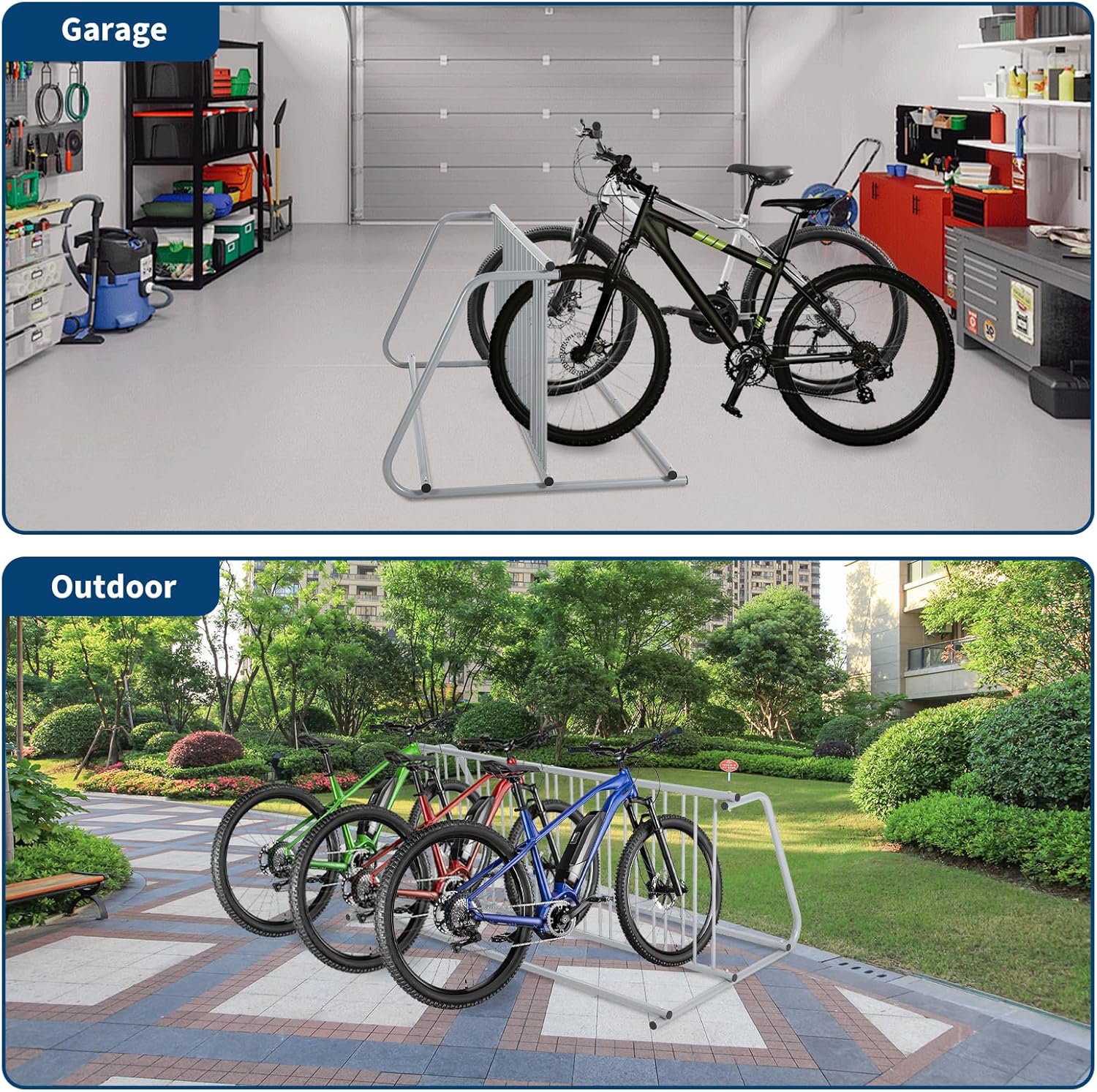 12-Bike Commercial Floor Rack, Heavy Duty Powder-Coated Steel Grid Organizer - Image 7