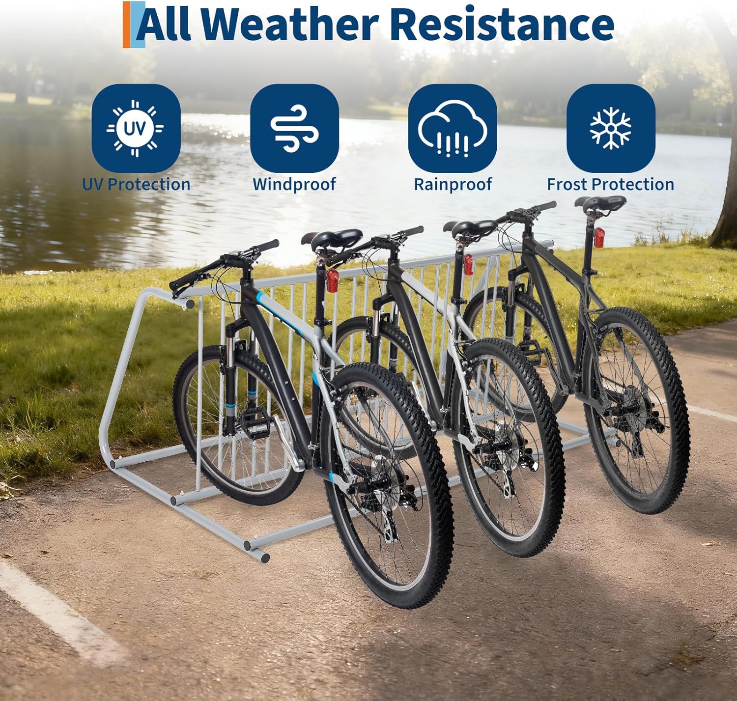 12-Bike Commercial Floor Rack, Heavy Duty Powder-Coated Steel Grid Organizer - Image 6