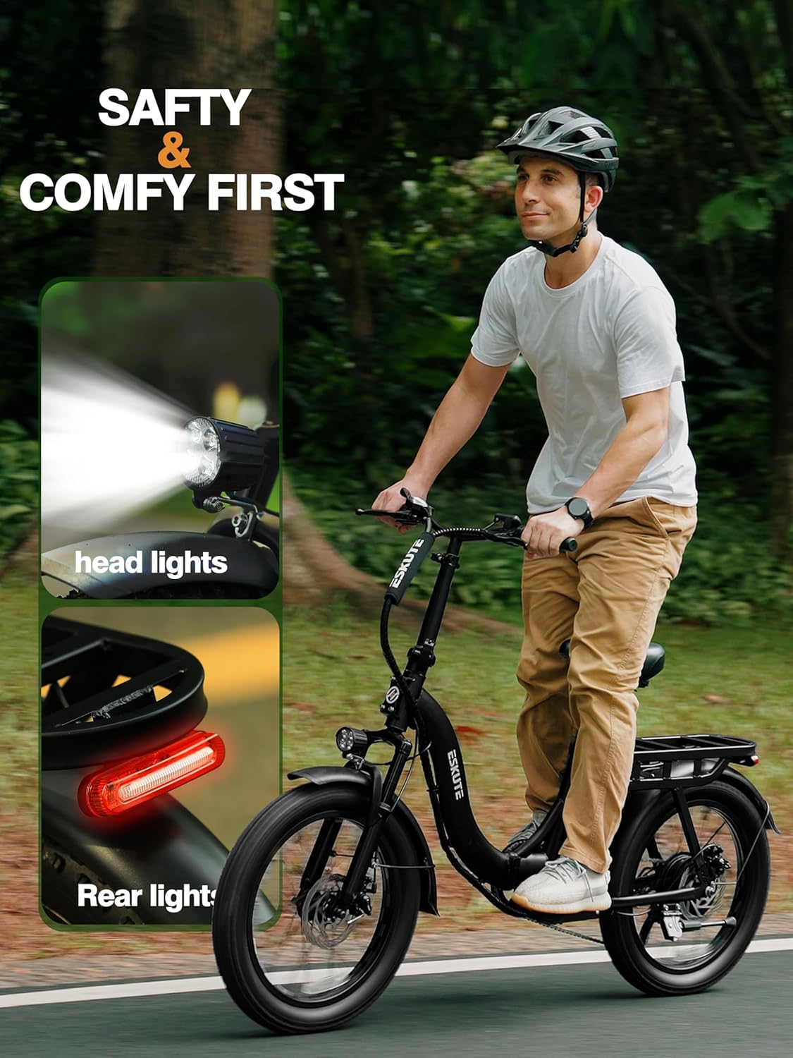 ESKUTE Electric Bike for Adults – 1200W Peak Motor, Folding 20x3 Fat Tire - Image 7