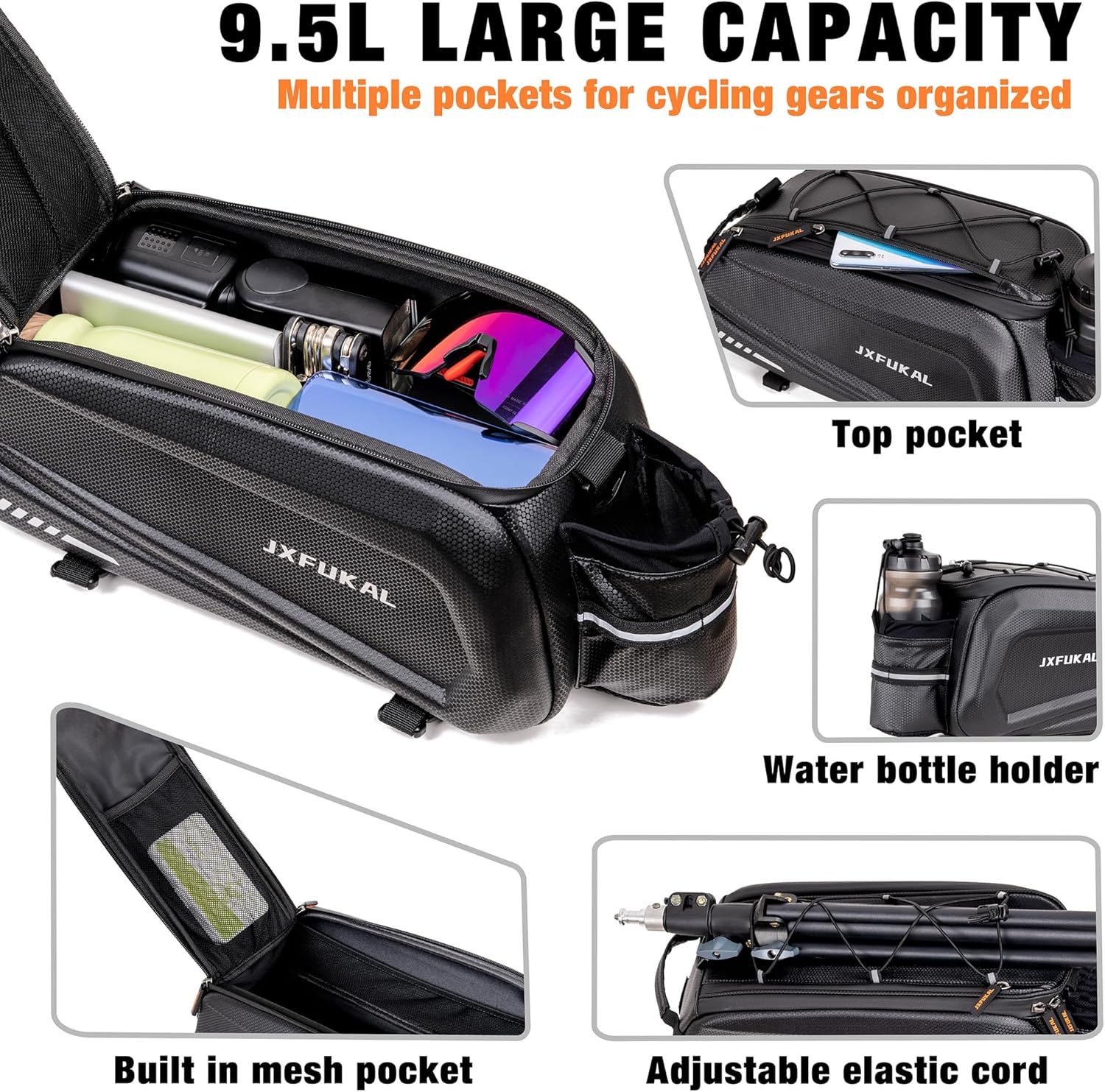 JXFUKAL Bike Bags for Bicycle Rear rack - 9.5L/17L/40L Hard Shell Waterproof - Image 2
