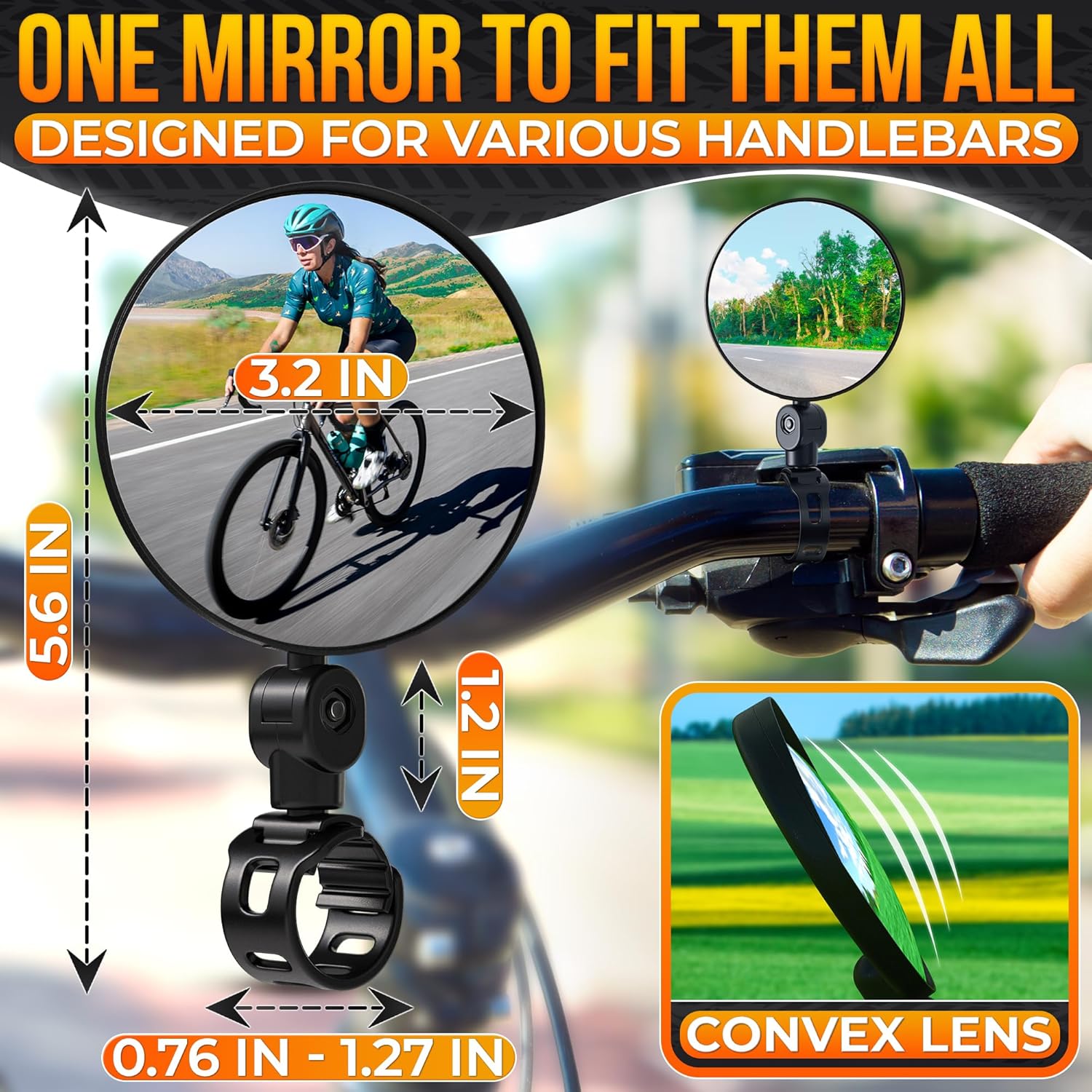 Bike Mirror Handlebar Mount – Clear & 360° Adjustable View, Secure - Image 2