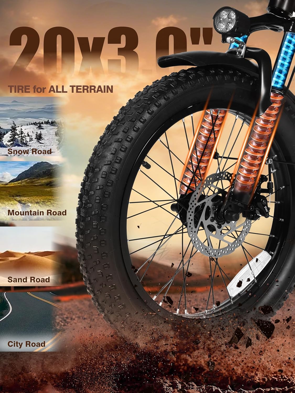 ESKUTE Electric Bike for Adults – 1200W Peak Motor, Folding 20x3 Fat Tire - Image 2