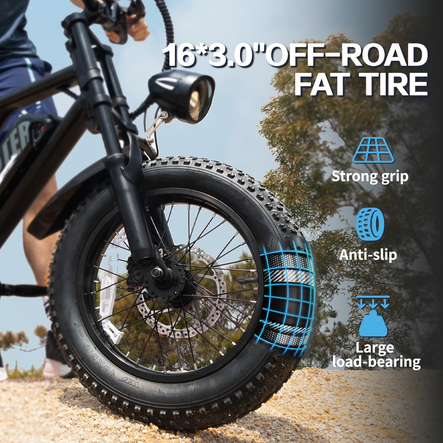 AVDLBIKE Electric Bike, 16'' Fat Tire E-Bike for Teens/Adults, 500W Small E-Bike - Image 5