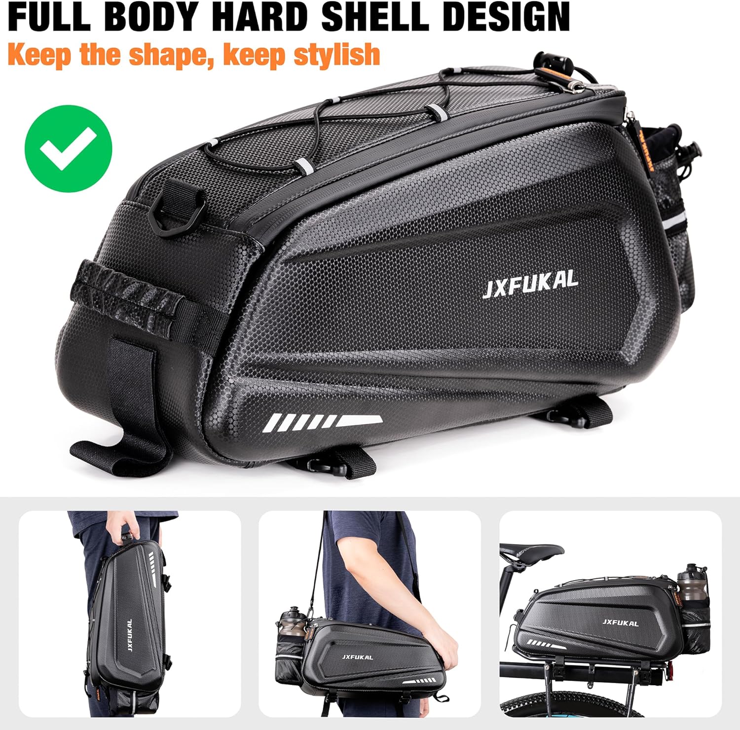 JXFUKAL Bike Bags for Bicycle Rear rack - 9.5L/17L/40L Hard Shell Waterproof - Image 4