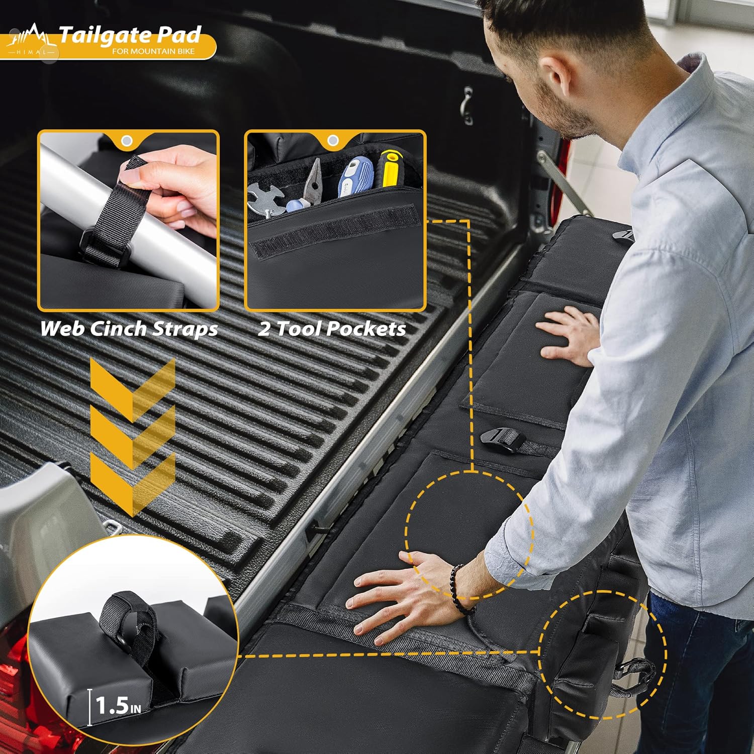 GoHimal Tailgate Pad Pro for Mountain Bike, Tailgate Bike Pads Up to 5 Off-Road - Image 3
