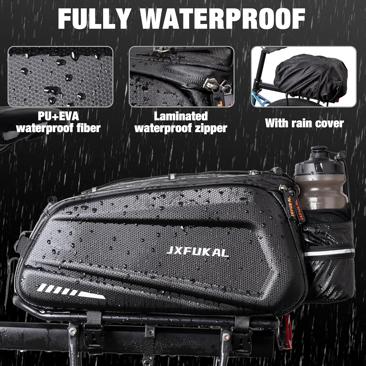 JXFUKAL Bike Bags for Bicycle Rear rack - 9.5L/17L/40L Hard Shell Waterproof - Image 3