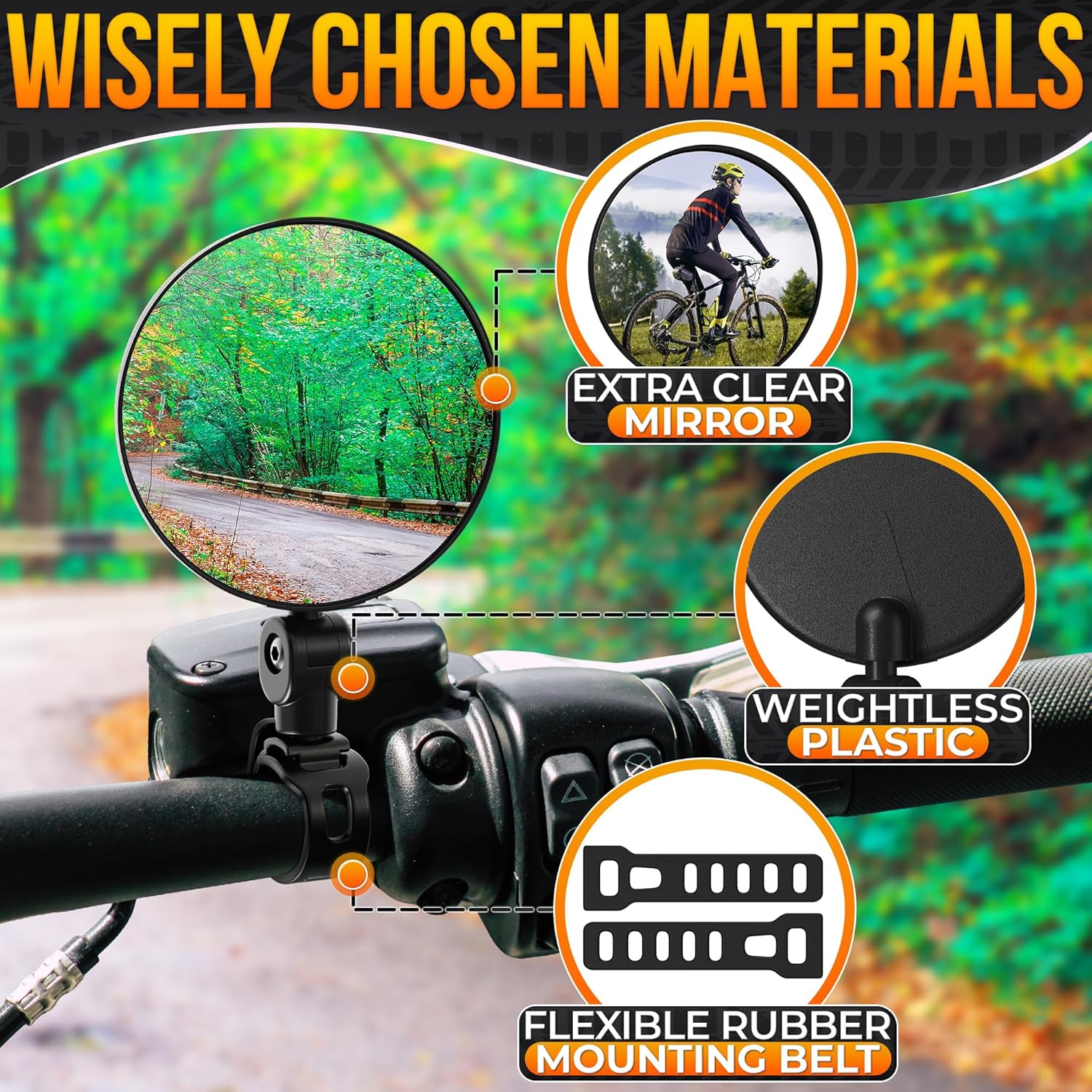 Bike Mirror Handlebar Mount – Clear & 360° Adjustable View, Secure - Image 3